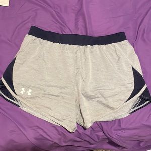 Size small loose fit navy blue and silver heat gear under armor track shorts
